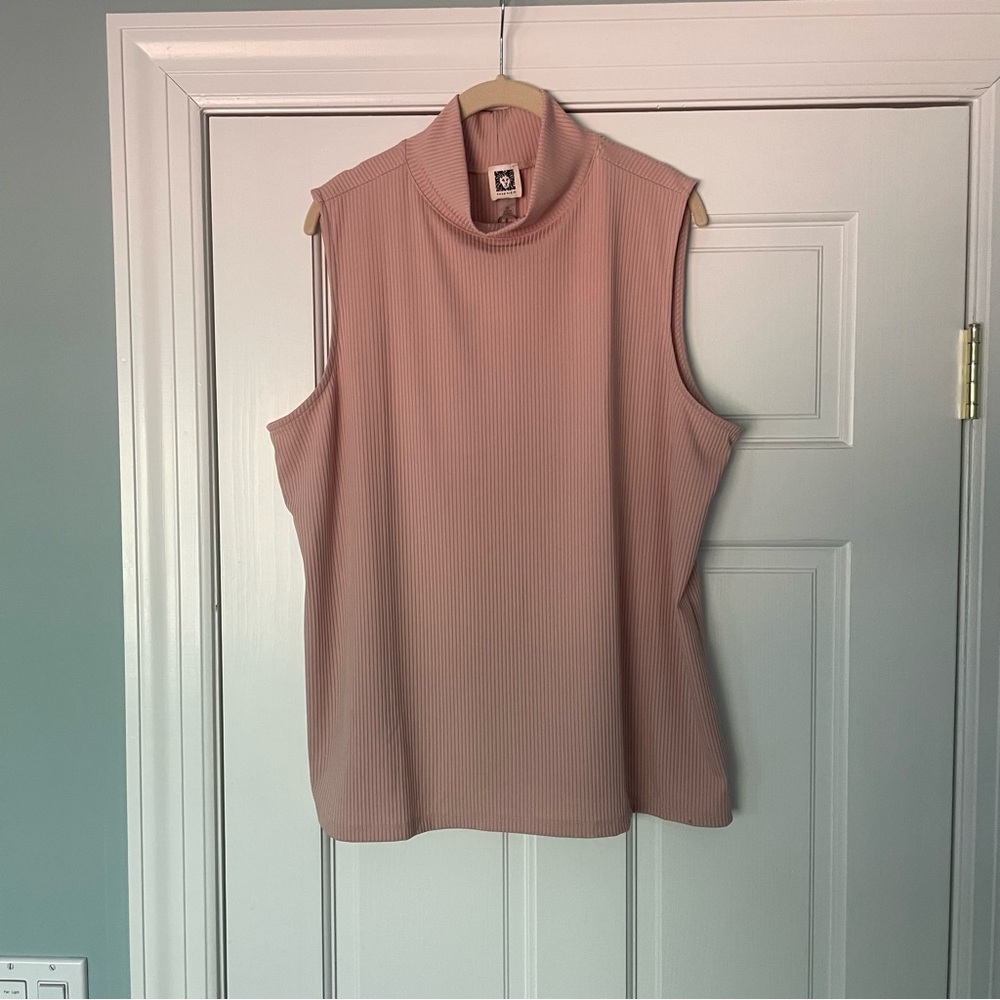 Anne Klein Women's Portofino Rib Sleeveless Mockneck Pullover